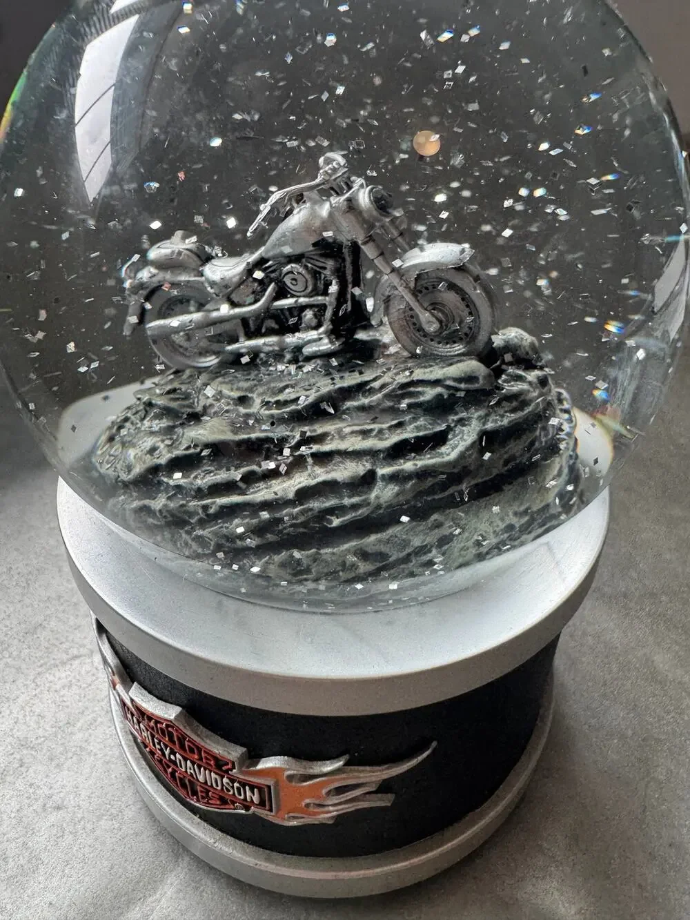 Harley Davidson Fat Boy Snow Globe w/ light and sound